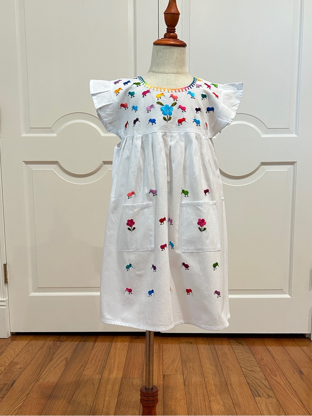 Mexican Girls Dress With Hand Embroidered.